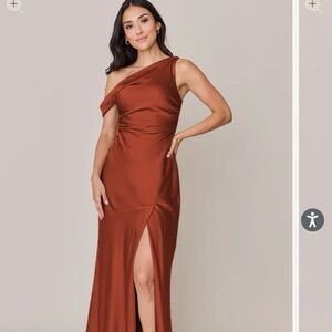 Revelry One-Shoulder Rust Color Dress
